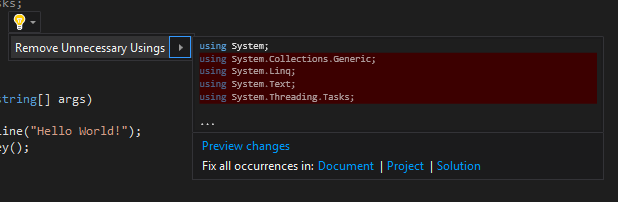 Remove Unnecessary Using Hint Preview